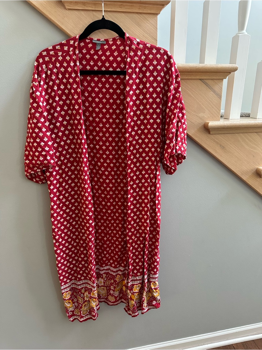 Charlotte Russe Red Floral Print Kimono